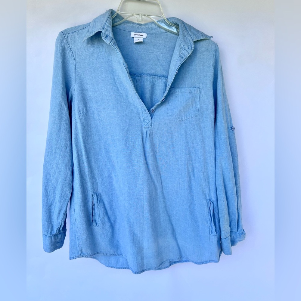 Denim %100 cotton long sleeve top by Prototype size Medium